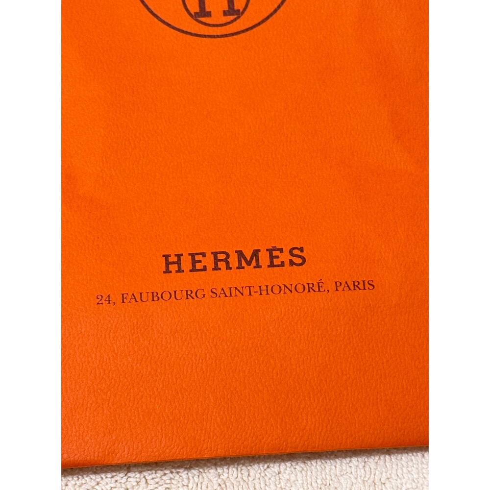 Hermès Orange Boutique Shopping Gift Bag Brown Rope Handles 11" x 8" x 3" - Picture 4 of 8